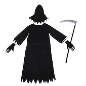 levne Chlapecké halloweenské kostýmy-Děti Chlapecké předvečer Všech svatých Pláštěnka Svrchní oděvy Pevná barva Dlouhý rukáv Kabát Výkon Módní Chladný Kostým Grim Reaper neobsahuje brýle Podzim Zima 7-13 let