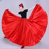 voordelige Buikdanskleding-Buikdans Latijnse dans Ballroomdansen Rokken Pure Kleur Dames Prestatie Feest Hoog POLY