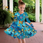 economico Abito farfalla 3D-ragazze&#039; 3D Farfalla Vestito Manica lunga Stampa 3D Autunno Inverno Sportivo Giornaliero Per eventi stile sveglio Informale Bellissimo Bambino 3-12 anni Abito casual Abito linea A Sopra il ginocchio