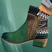ieftine Botine-cizme boho chic de damă cu mozaic colorat și fermoar – cizme cu șireturi în stil vintage pentru toamnă și iarnă