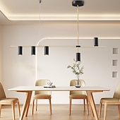 economico Luci a sospensione-luci isola cucina lampada a sospensione moderna lampada a sospensione lineare industriale moderna a 5 teste per soggiorno, isola cucina, finitura oro e paralume nero, lampadina inclusa 110-240v