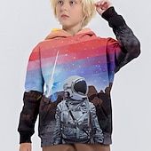 economico Visione 3D e Geometria del Ragazzo-Da ragazzo 3D Pop art Astronauta Felpa con cappuccio Manica lunga Stampa 3D Primavera Autunno Inverno Di tendenza Streetwear 3D Bambino 3-12 anni 4-12 anni Esterno Informale Giornaliero Standard
