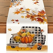 cheap Table Runners-Pumpkin Table Runner Halloween Fall Burlap Tablerunner Farmhouse Indoor Table Autumn Decoration Table Flag Decor For Dining Weddig Party Holiday