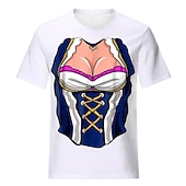 baratos Vestuário Gráfico-Japonesa/Curta Anime 3D Bávaro Estilo de rua Camiseta Arte Gráfica para Mulheres Adulto Impressão 3D  para Cerveja Oktoberfest Baile de Máscaras Casual / Diário