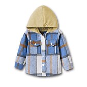 billiga Jackor och rockar för pojkar-Barn Pojkar Kappa Hoodiejacka Ytterkläder Rutig Långärmad Knappar Täcka Utomhus Mode Streetwear Dagligen Vin Armégrön Rubinrött Höst Vinter 7-13 år
