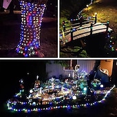 economico Striscie luci ad energia solare-10m-100leds/20m-200leds/30m-300leds filo di rame solare stringa di luce esterna impermeabile giardino luci decorative festival di natale luci telecomando luci solari