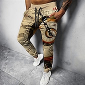 Clock Vintage Men's 3D Print Sweatpants Pants Trousers Outdoor Street Casual Daily Polyester Khaki Beige S M L High Waist Elasticity Pants4