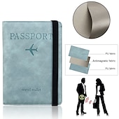 cheap Card Holders &amp; Cases-Leather Passport Cover RFID Elastic Band Travel Credit ID Card Waterproof Passport Holder Men Women Wallet Document Organizer