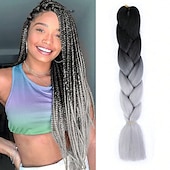 cheap Crochet Hair-Jumbo Braids Crochet Braids Hair Extension Three Tone Ombre Color Rainbow Jumbo Braiding For Twist Braiding Jumbo Box Braiding Hair 1pc/3pcs/5pcs
