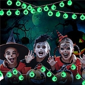 cheap Halloween Lights-Halloween Eyeball Atmosphere Led String Lights 3M 20Leds Halloween Decoration Green Lights AA Battery Power For Party Horror Lighting