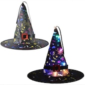 economico Illuminazione di Props di Halloween-cappello da streghe incandescente di Halloween con luce a led sospensione per esterni albero cappelli luminosi decorazioni per feste a casa oggetti di scena per costumi cosplay