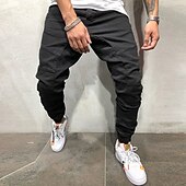cheap Cargo Pants-Men&#039;s Cargo Pants Trousers Track Pants Jogging Pants Outdoor Athleisure Daily Sports Soft Comfortable Pocket Drawstring Elastic Waist Plain Full Length Fashion Casual Activewear Black Khaki