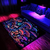 preiswerte Blacklight Teppiche-Fantasy-Pilz-Schwarzlicht-Teppich, Bodenmatte, UV-reaktiver, im Dunkeln leuchtender Teppich, großer rutschfester Teppich für Raumdekoration