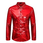 preiswerte Oberteile-Disko 1980er Glänzend Metallisch Bluse / Hemd Maskerade Disco Herren Karnevalskostüm Maskerade Party / Abend Junggesellinnenabschiedsparty Pride Parade Erwachsene Hemd