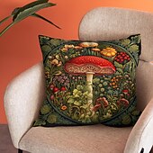 abordables Style Vintage-Housse de coussin double face, taie d&#039;oreiller carrée décorative douce en forme de champignon fantaisie, pour chambre à coucher, salon, canapé, chaise, 1 pièce