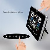 abordables Radios y relojes-Pantalla digital despertador estación meteorológica sensor de temperatura con termómetro electrónico barómetro meteorológico sensor de pronóstico