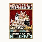 cheap Metal Tin Sign-1pc Retro Metal Tin Sign Cute Cat Tin Sign Vintage Kitchen Signs Wall Decor, Painting Wall Hanging for Home Decor Wall Art Metal Tin Sign 20x30cm/8&#039;&#039;x12&#039;&#039;