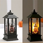 お買い得  ハロウィンライト-ハロウィンカボチャランタンとゴーストフェスティバルポータブル風ランプシミュレーションと創造性燭台LEDランプ装飾電子キャンドルランプ小道具