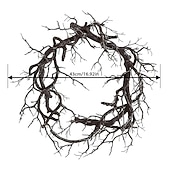 cheap Artificial Flowers &amp; Wreaths-Halloween Wreath Decoration for Front Door Orange Lights Glitter Black Branch Wreath Halloween Decorations Home Indoor Outdoor Party Wall Decor Vintage Outside Hanging Window Garland Yard Scary