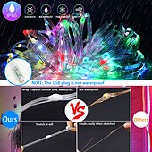ieftine Alimentare USB-bandă de lumină led rgb magic culoare aplicație control șir de lumină magică șir de lumină cu led piele șir de lumină decorativă de Crăciun pentru camera de familie sufragerie decor în aer liber