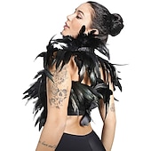 cheap Accessories and More-Punk &amp; Gothic Shawls Feather Cape Witch Maleficent Drag Queen Women&#039;s Fantasy Walpurgis Night Halloween Carnival Performance Party Pride Parade Adults&#039; Shawl All Seasons