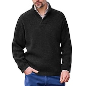 preiswerte Herrenpullover-Herren Zur Seite fahren Kurz gestrickt Stricken Lang Gestrickt Solide / einfarbig V Ausschnitt Warm-Ups Freizeitskleidung Bekleidung Bischof Ganzjährig Schwarz Weiß M L XL