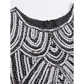 levne Party šaty-Dámské Flitry Třásně Flitrové šaty Midi šaty Elegantní Geometrický Výstřih ke krku Krátký rukáv Párty Dovolená Jaro Podzim Stříbrná Černá