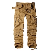 preiswerte Cargohosen-Herren Cargohose Cargohosen Arbeitshose Fallschirmhose Tasche Multi Pocket Höhenanstieg Einfarbig tragbar Draussen In voller Länge Outdoor Casual Strassenmode Klassisch Lockere Passform Gelbe Tarnung