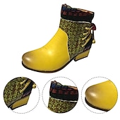 ieftine Botine-cizme boho chic de damă cu mozaic colorat și fermoar – cizme cu șireturi în stil vintage pentru toamnă și iarnă