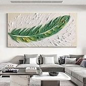 abordables Pinturas florales/botánicas-Pintura de arte de pared grande, pintura al óleo de plumas hecha a mano, pintura de textura pesada pintada a mano, obra de arte abstracta para sala de estar, decoración del hogar, lienzo enrollado