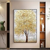 tanie Obrazy z kwiatami/roślinami-100% ręcznie malowane duży nowoczesny obraz olejny na płótnie złote drzewo obrazy do domu salon wystrój hotelu wall art picture walcowane bez ramki!