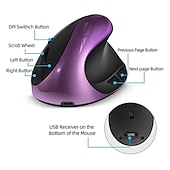baratos Ratos-mouse vertical recarregável mouse sem fio ergonômico 2.4g receptor usb 1600 dpi ajustável mouse de 6 botões