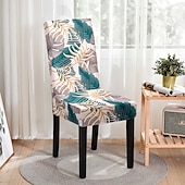 abordables Funda para silla de comedor-Funda elástica para silla de comedor con hojas, funda suave para asiento de silla, protector de muebles lavable duradero para fiesta en el comedor