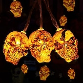 billiga Hallowen Rekvisita Belysning-halloween skull string lights 1,5m 10leds batteridriven trädgård balkong uteplats spökhus halloween fest heminredning
