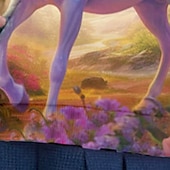 billiga Flickans 3D-tecknad film-Flickor 3D Grafisk Tecknat Enhörnings T-shirt Långärmad 3D-tryck Sommar Höst Aktiv Mode söt stil Barn 3-12 år Utomhus Ledigt Dagligen Normal