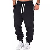 levne Tepláky-Pánské Tepláky Běžci Běžec Kalhoty Šňůrky Elastický pas Pevná barva Pohodlné Prodyšné Ležérní Denní Streetwear Sportovní Módní Černobílá Černá Lehce elastické