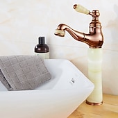 cheap Pull Out Spray-Traditional Bathroom Faucet Pull Out Basin Sink Mixer Taps Short/Tall, Vintage Brass Vessel Taps Ceramic Single Handle, with Cold and Hot Hose