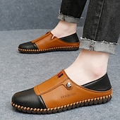 cheap Men&#039;s Slip-ons &amp; Loafers-Men&#039;s Casual Leather Loafers – Slip-On Two-Tone Driving Shoes with Non-Slip Sole for Daily Wear