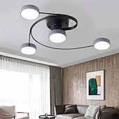 cheap Dimmable Ceiling Lights-Modern Semi Flush Mount Ceiling Light Circular Acrylic 4/6 Heads LED Ceiling Lamp Nordic Grey Sputnik Light Fixture with Wood Decoration for Living Room Dining Room Bedroom 110-240V