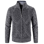 economico Maglioni Cardigan da uomo-Per uomo Cardigan Maglione Maglione da abito A coste Maglia Standard Lavorato a maglia Banda Colletto Mao Top caldi Contemporaneo moderno Da tutti i giorni Per uscire Abbigliamento Autunno Inverno