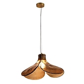 economico Luci Isola cucina-lampada a sospensione a led design floreale in vetro paralume ambra e12/e14 lampada a sospensione per interni loft lampada a sospensione a soffitto regolabile in altezza camera da letto bar
