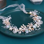 preiswerte Stirnbänder-Haarbänder Haaraccessoire Imitationsperle Kupferdraht Hochzeitsfeier  Abend Hochzeitsbraut Mit Strass Falscher Perlenkopfschmuck Kopfbedeckung Kleid beeindrucken