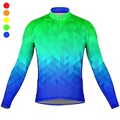 billiga Tröjor för män-Herr Cykeltröja Grafisk Lutning Långärmad Cykel Överdelar med 3 bakfickor Bergscykling Vägcykling Snabb tork Reflexremsa Bakficka Fuktabsorberande sporter Blå Mörkgrön Orange Kläder