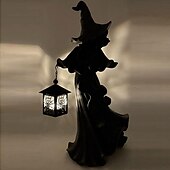 お買い得  ハロウィンライト-クラッカーバレル魔女ハロウィーンの装飾ゴーストランタン顔のない幽霊彫刻魔女ゴーストランプ地獄の使者保持ランタン像リアルなハロウィーンのテーマ小道具