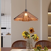 economico Luci Isola cucina-lampada a sospensione moderna lampada a sospensione geometrica paralume in legno naturale illuminazione corridoio lampadario lampada da soffitto per camera da letto cucina isola fattoria 110-240v