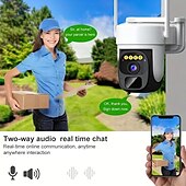 رخيصةأون كاميرات شبكات IP خارجية-2K Pan Tilt 360 كاميرا أمان لاسلكية خارجية تعمل بالطاقة الشمسية مع رؤية ليلية ألوان 3MP 2-way كشف الحركة IP66 مقاوم للماء