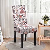 abordables Funda para silla de comedor-Funda elástica para silla de comedor con hojas, funda suave para asiento de silla, protector de muebles lavable duradero para fiesta en el comedor