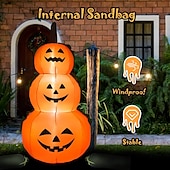cheap Hallowen Prop Lighting-Halloween Decorations 6Ft Inflatable LED 3 Pumpkins Stack Light, Jack O Lantern Blow Up 3 Pumpkins, Outdoor Indoor Halloween Decorations