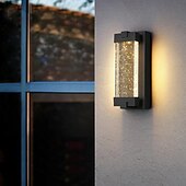 economico applique da esterno-applique in cristallo illuminazione per esterni ip65 con paralume in vetro trasparente a bolle per portico e garage led 6w bianco caldo sabbia finitura nera 110-240v