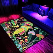 preiswerte Blacklight Teppiche-Fantasy-Pilz-Schwarzlicht-Teppich, Bodenmatte, UV-reaktiver, im Dunkeln leuchtender Teppich, großer rutschfester Teppich für Raumdekoration